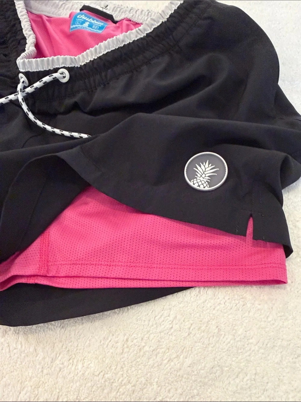 Chubbies black Swim Shorts with pink lining  38 inch waist.